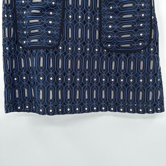 Ann Taylor Loft Blue Circuit Lace Pocket Skirt Blue Black Geometric Womens Sz 6 - Picture 6 of 12